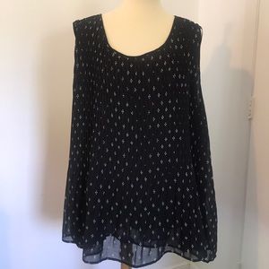 🏝 Ava & Viv Black & White Chiffon Tank 3X NWT
